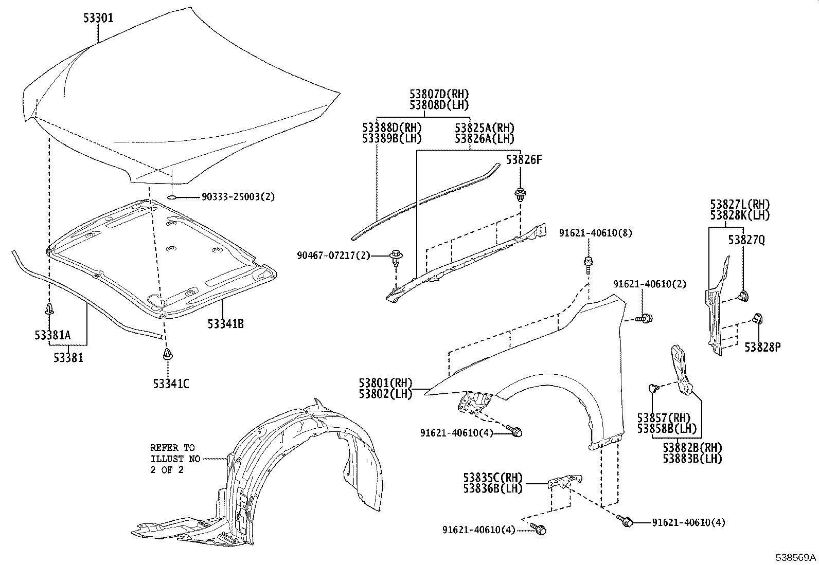 53802-53230 FENDER SUB-ASSY, FRONT LH product image