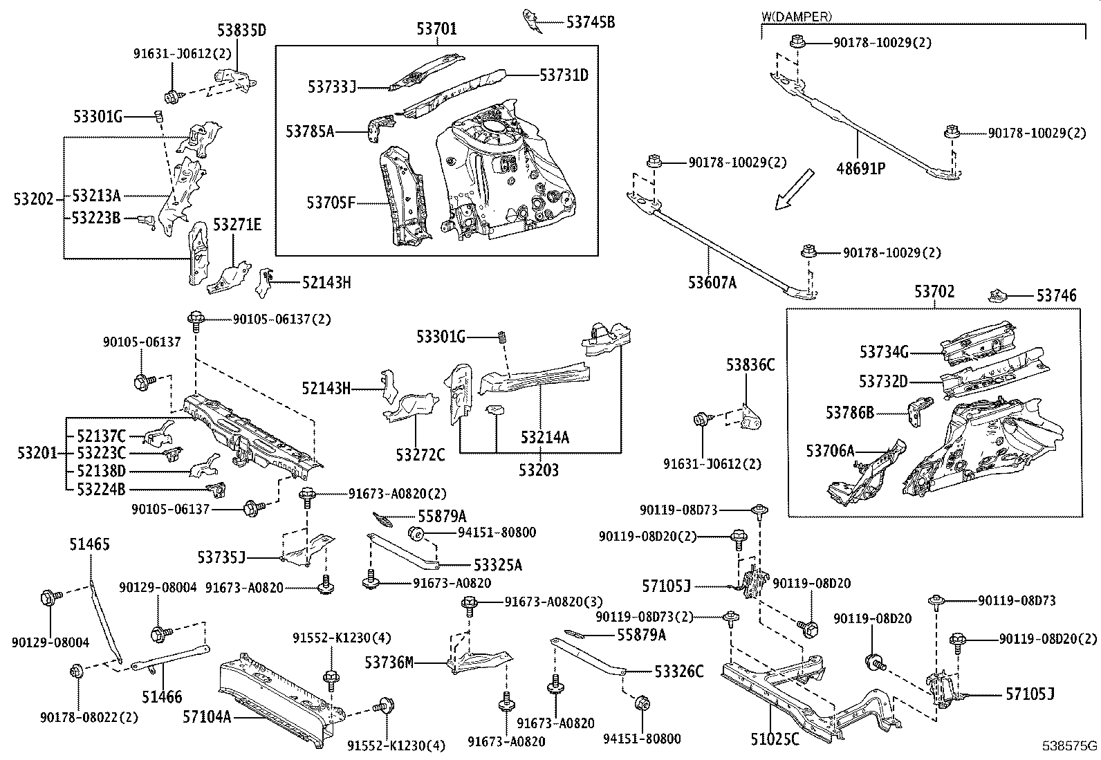 52138-46020 BRACKET, FRONT BUMPER ARM MOUNTING, NO.4 product image