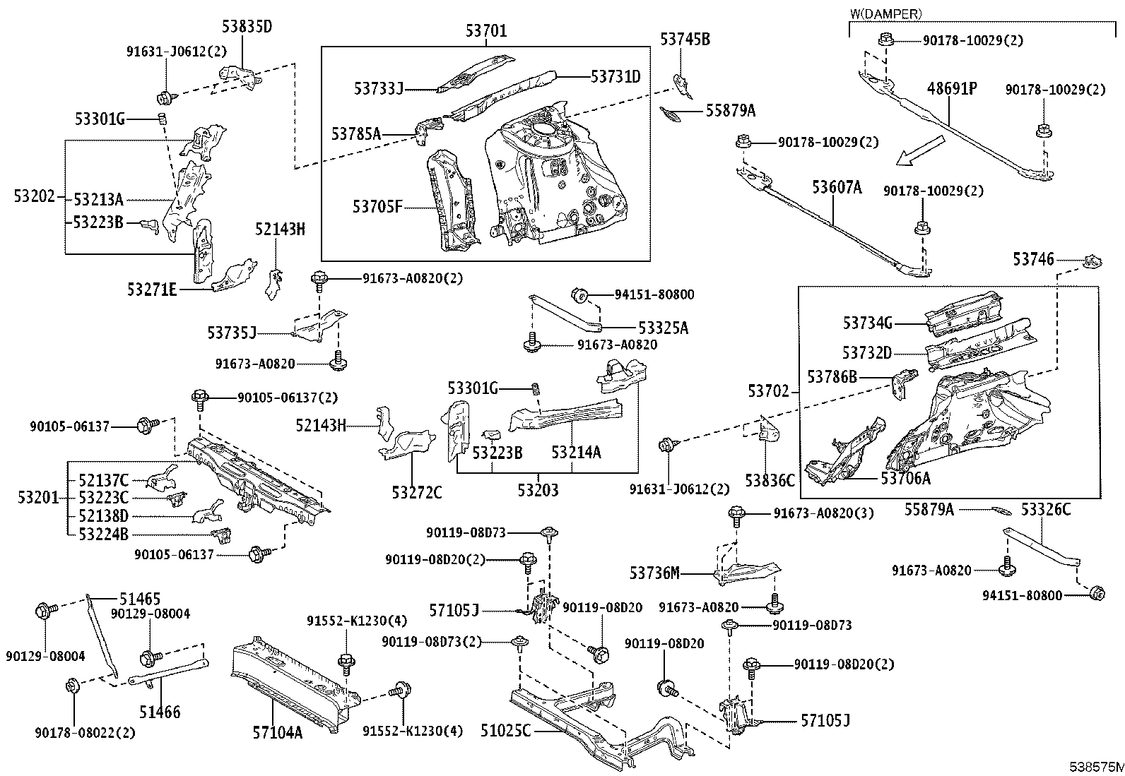 52138-46020 BRACKET, FRONT BUMPER ARM MOUNTING, NO.4 product image