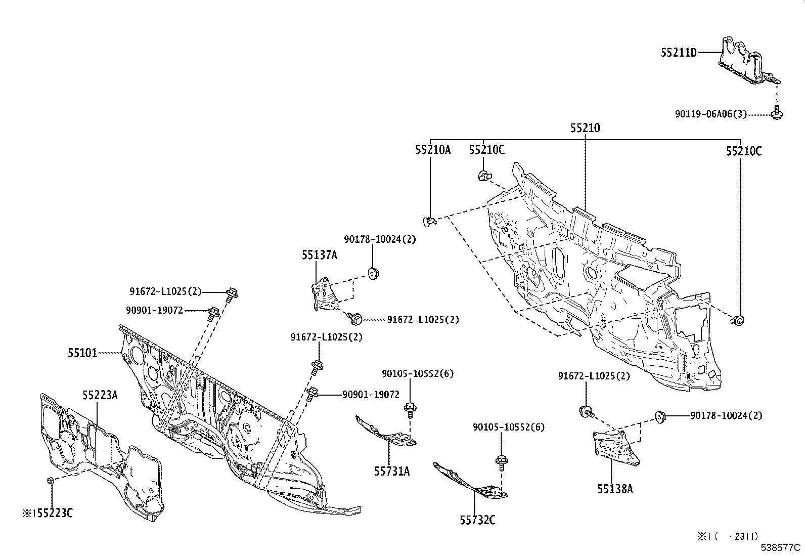 52138-46020 BRACKET, FRONT BUMPER ARM MOUNTING, NO.4 product image