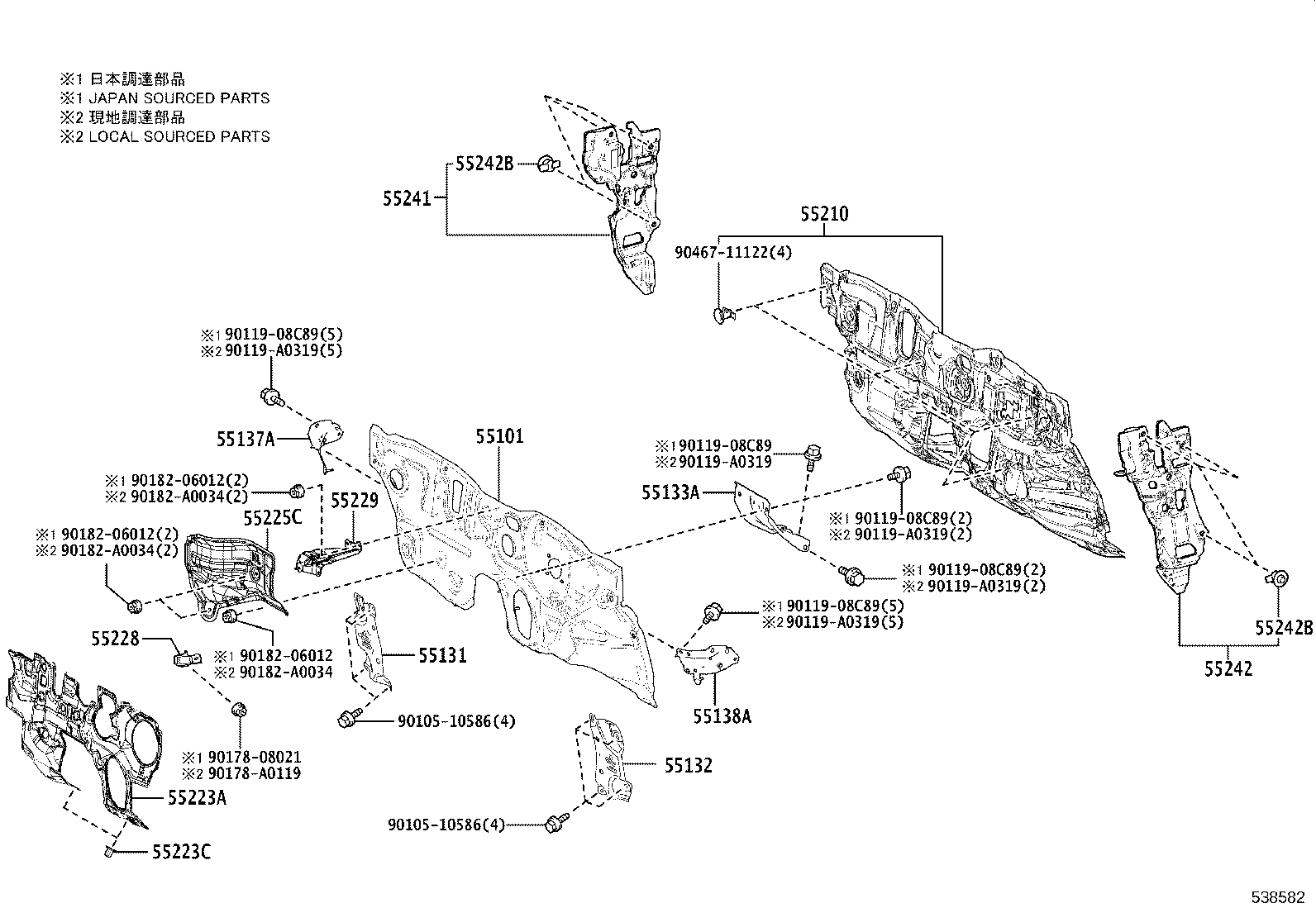 53702-0A070 APRON SUB-ASSY, FRONT FENDER, LH product image