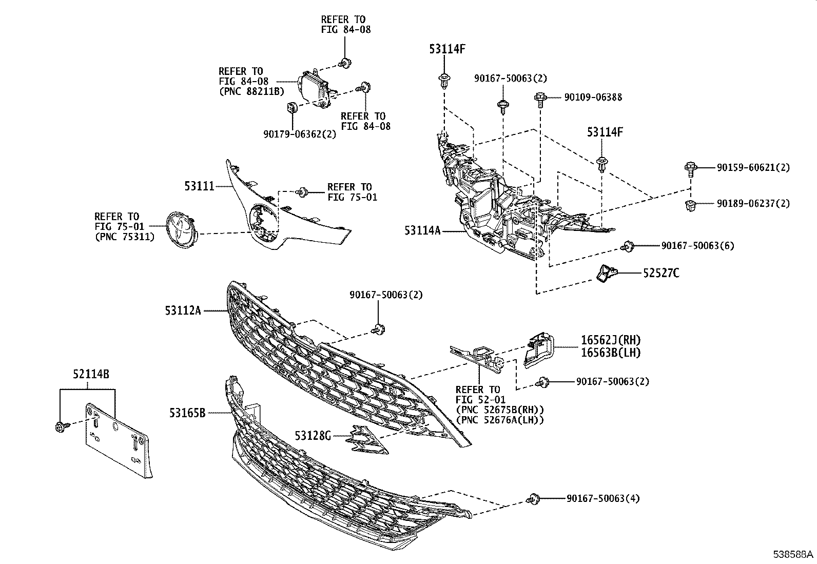 Toyota 53114-12230 GRILLE, RADIATOR, INNER