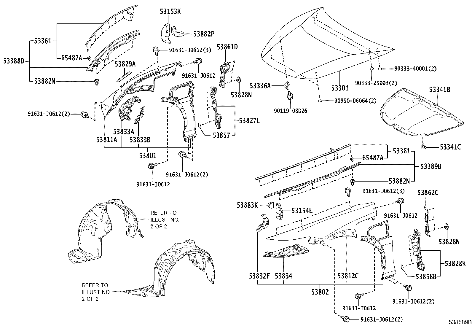 53801-46040 FENDER SUB-ASSY, FRONT RH product image