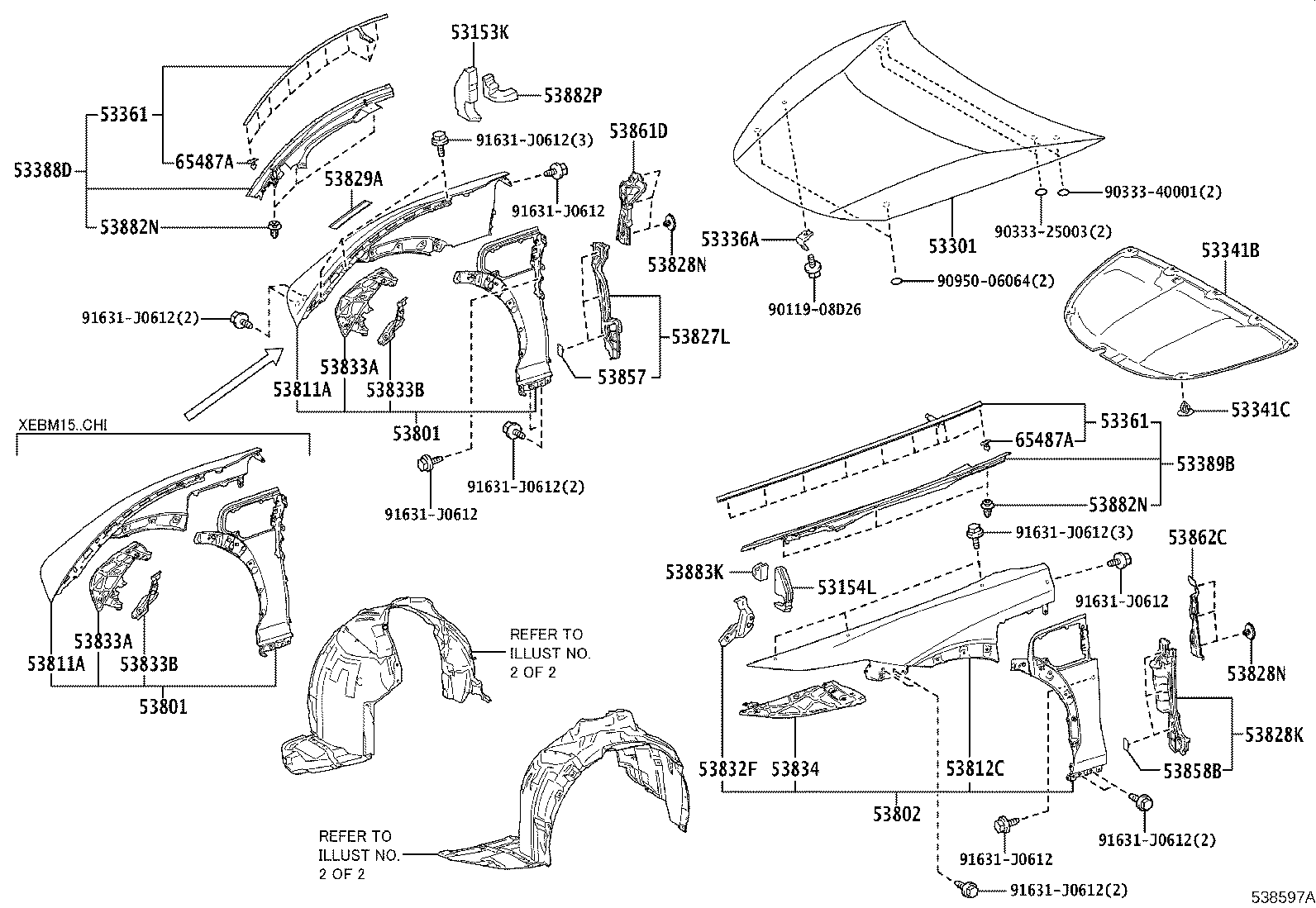 53801-46020 FENDER SUB-ASSY, FRONT RH product image
