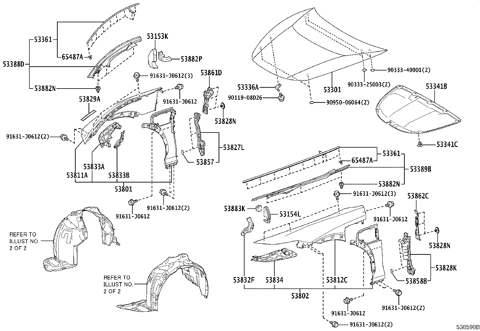 Toyota 53388-46010 SEAL, HOOD TO FRONT FENDER, RH