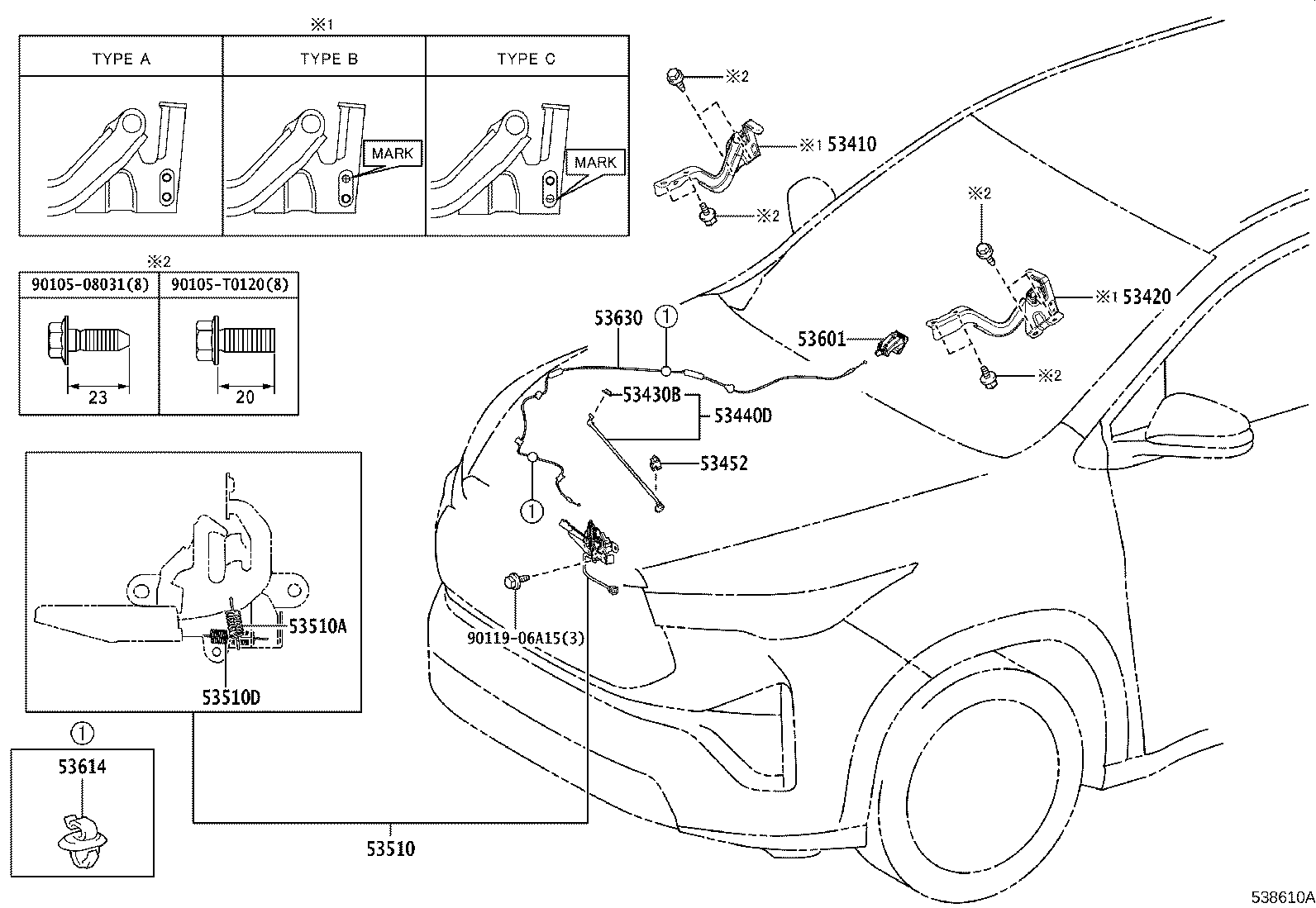 53630-VT030 CABLE ASSY, HOOD LOCK CONTROL product image
