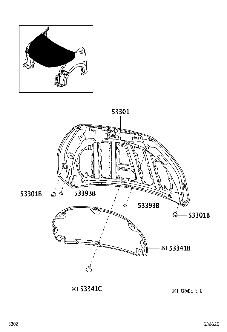 53876-BZ420 LINER, FRONT FENDER, LH product image