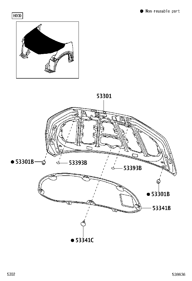9004A-46258 CLIP(FOR HOOD INSULATOR) product image