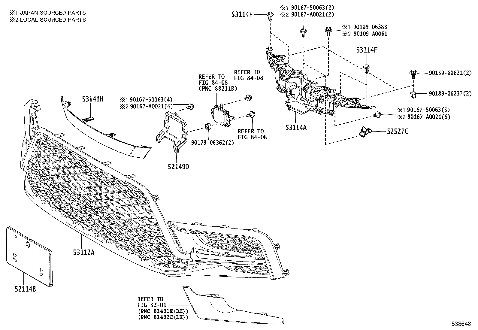 53102-02640 GRILLE SUB-ASSY, RADIATOR, LOWER product image