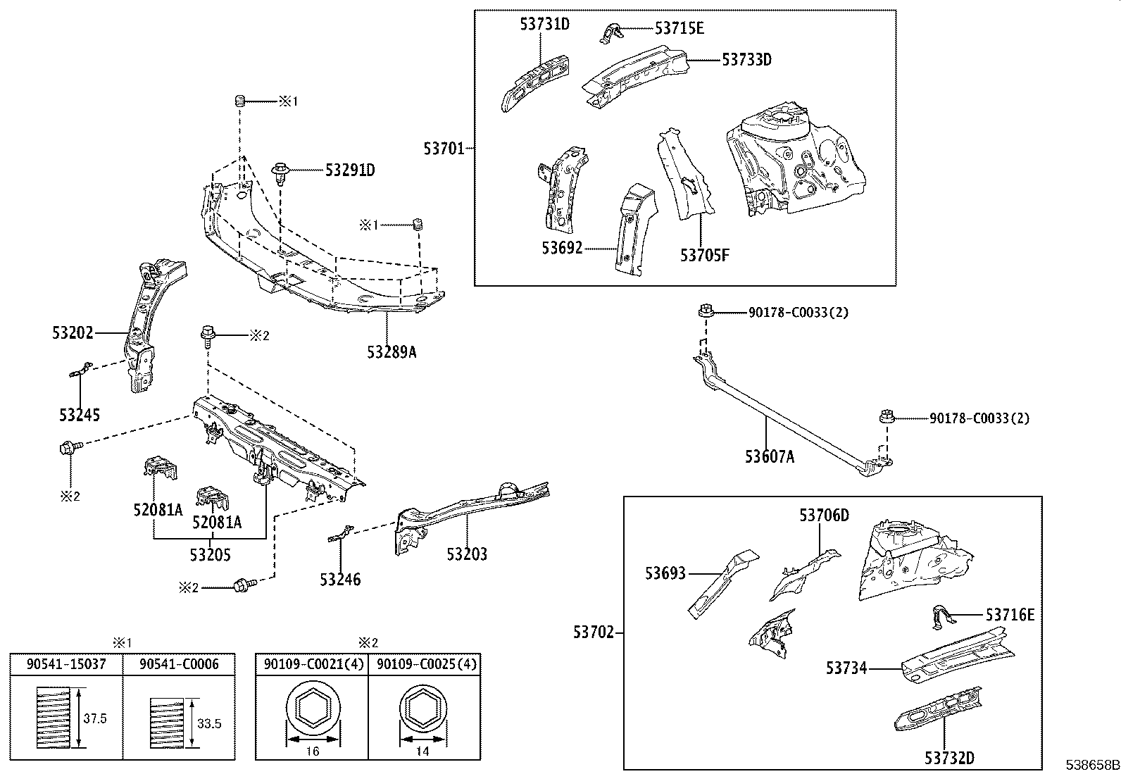 53702-03020 APRON SUB-ASSY, FRONT FENDER, LH product image
