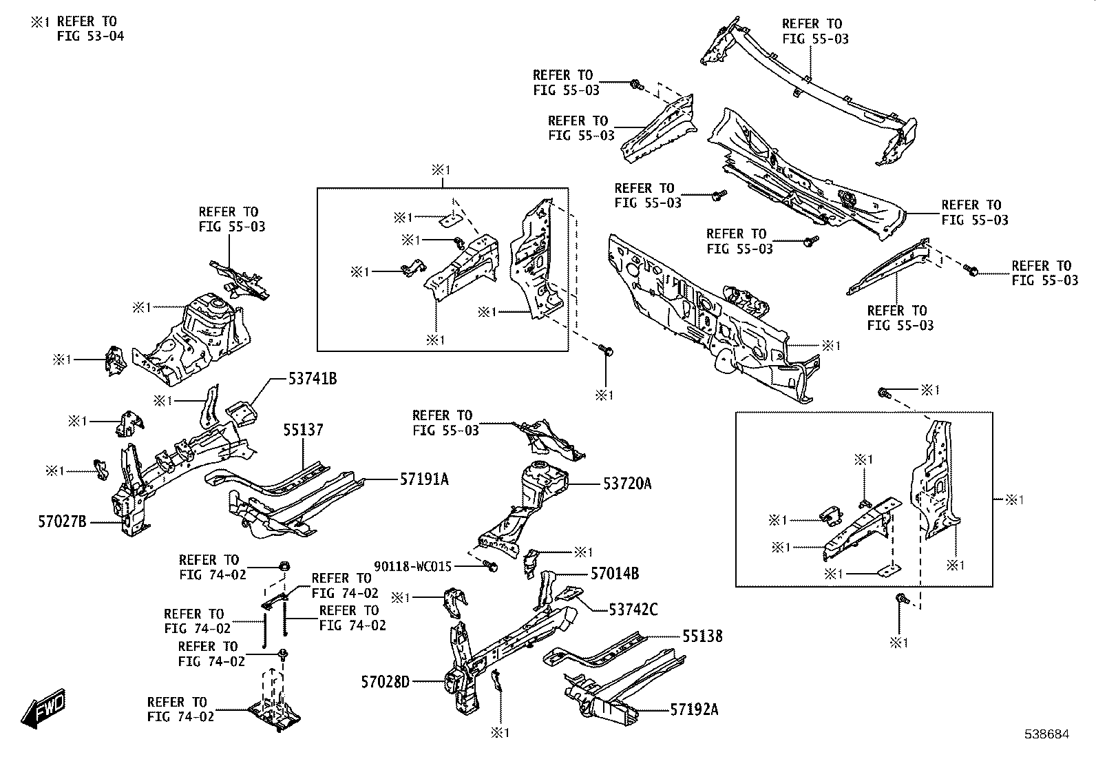 57016-WC005 MEMBER SUB-ASSY, FRONT SIDE, INNER RH product image