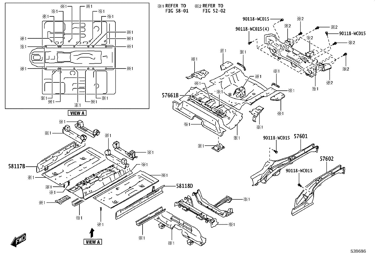 57016-WC005 MEMBER SUB-ASSY, FRONT SIDE, INNER RH product image