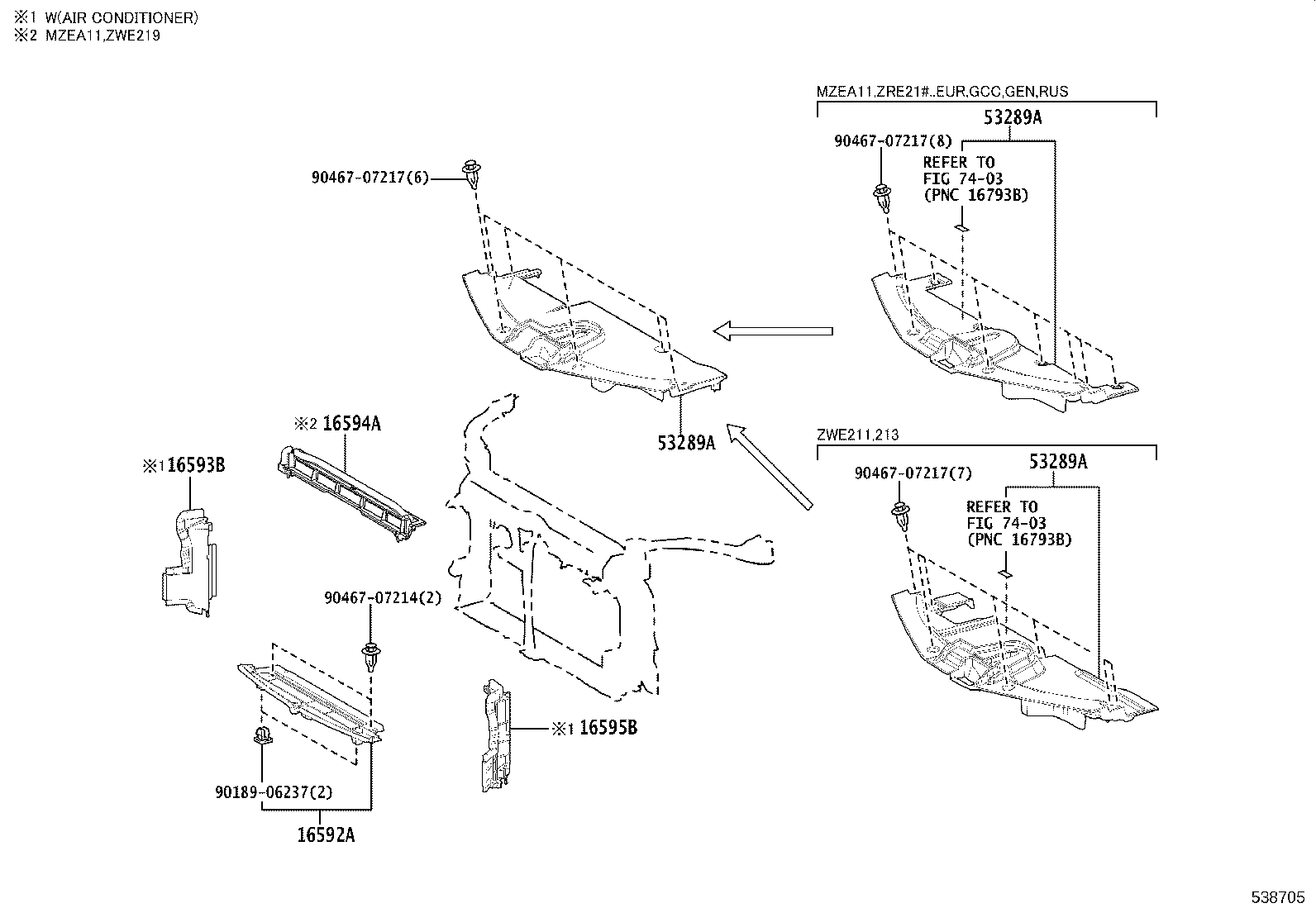 16593-0T150 GUIDE, RADIATOR AIR, NO.1 RH product image