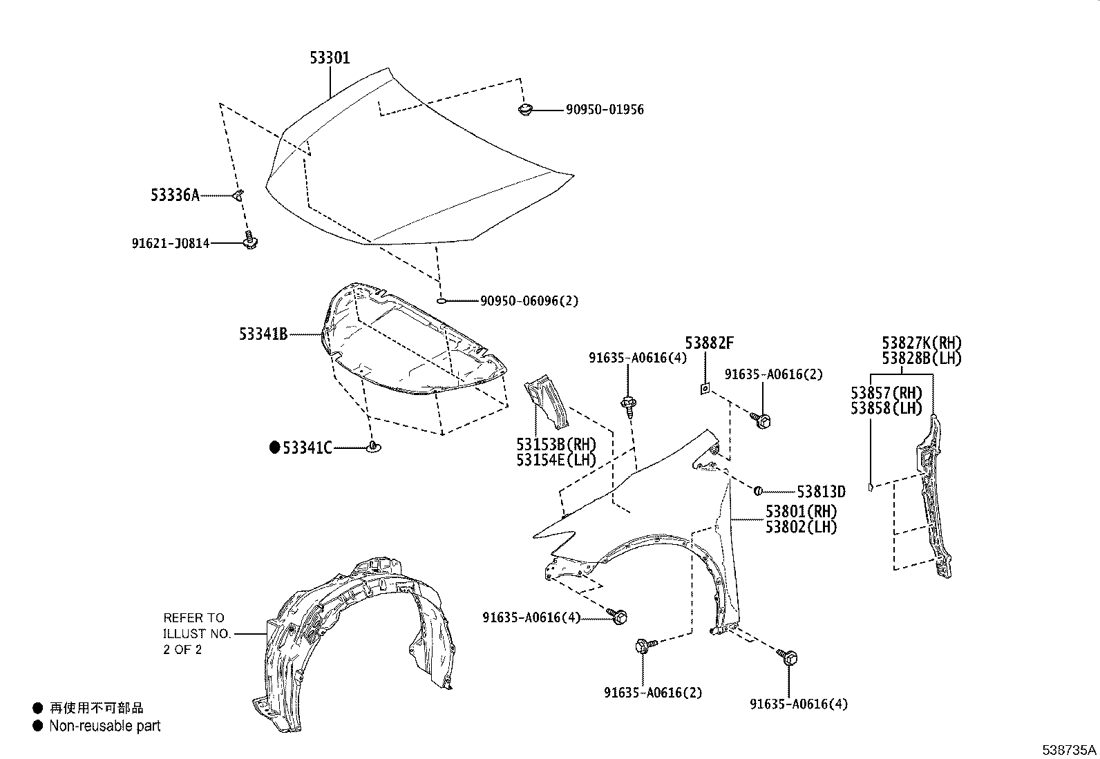 Toyota 53876-47150 LINER, FRONT FENDER, LH