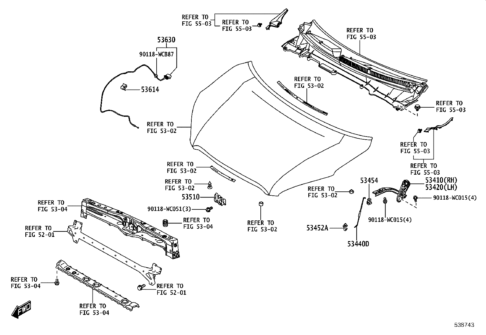 53630-WC010 CABLE ASSY, HOOD LOCK CONTROL product image