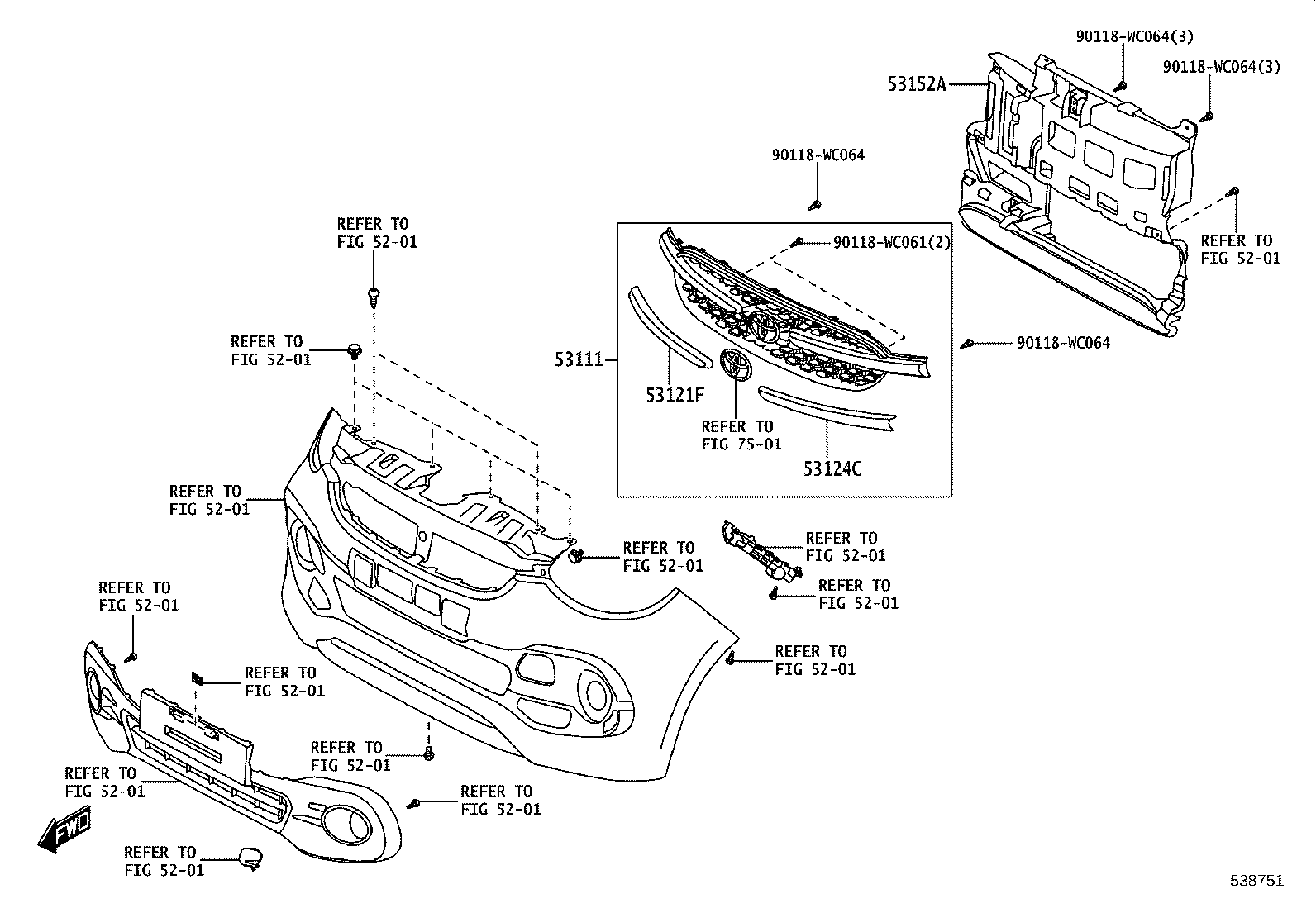 53111-WC012 GRILLE, RADIATOR product image