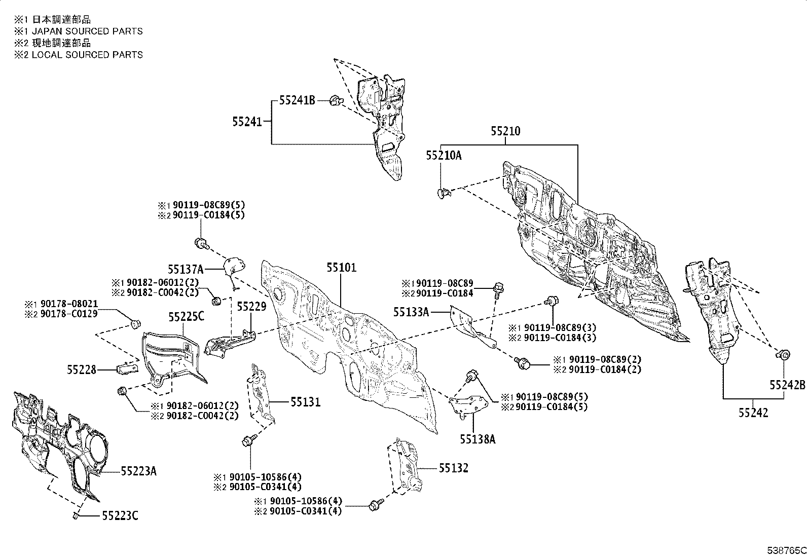 53702-0A080 APRON SUB-ASSY, FRONT FENDER, LH product image