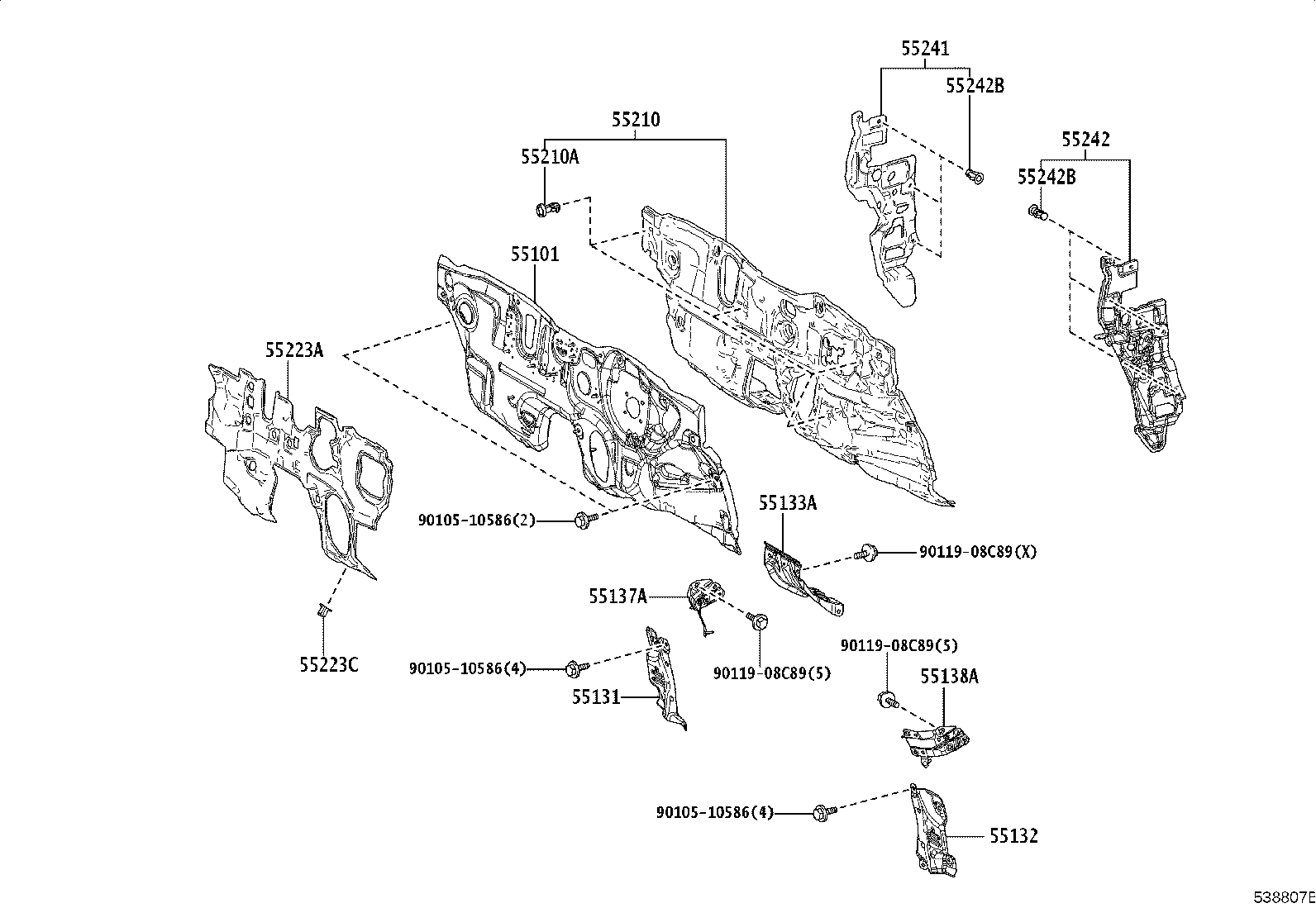 51025-76010 BRACKET SUB-ASSY, FRAME NO.3 CROSS MEMBER, RH product image