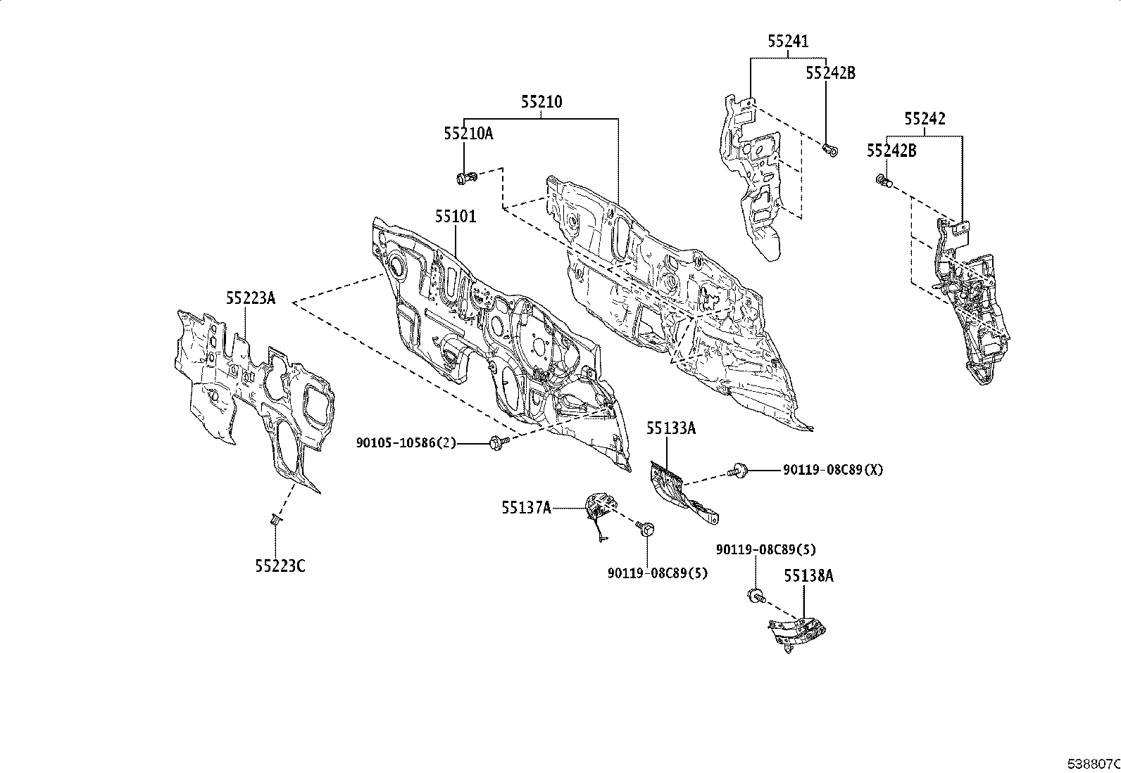 51025-76010 BRACKET SUB-ASSY, FRAME NO.3 CROSS MEMBER, RH product image