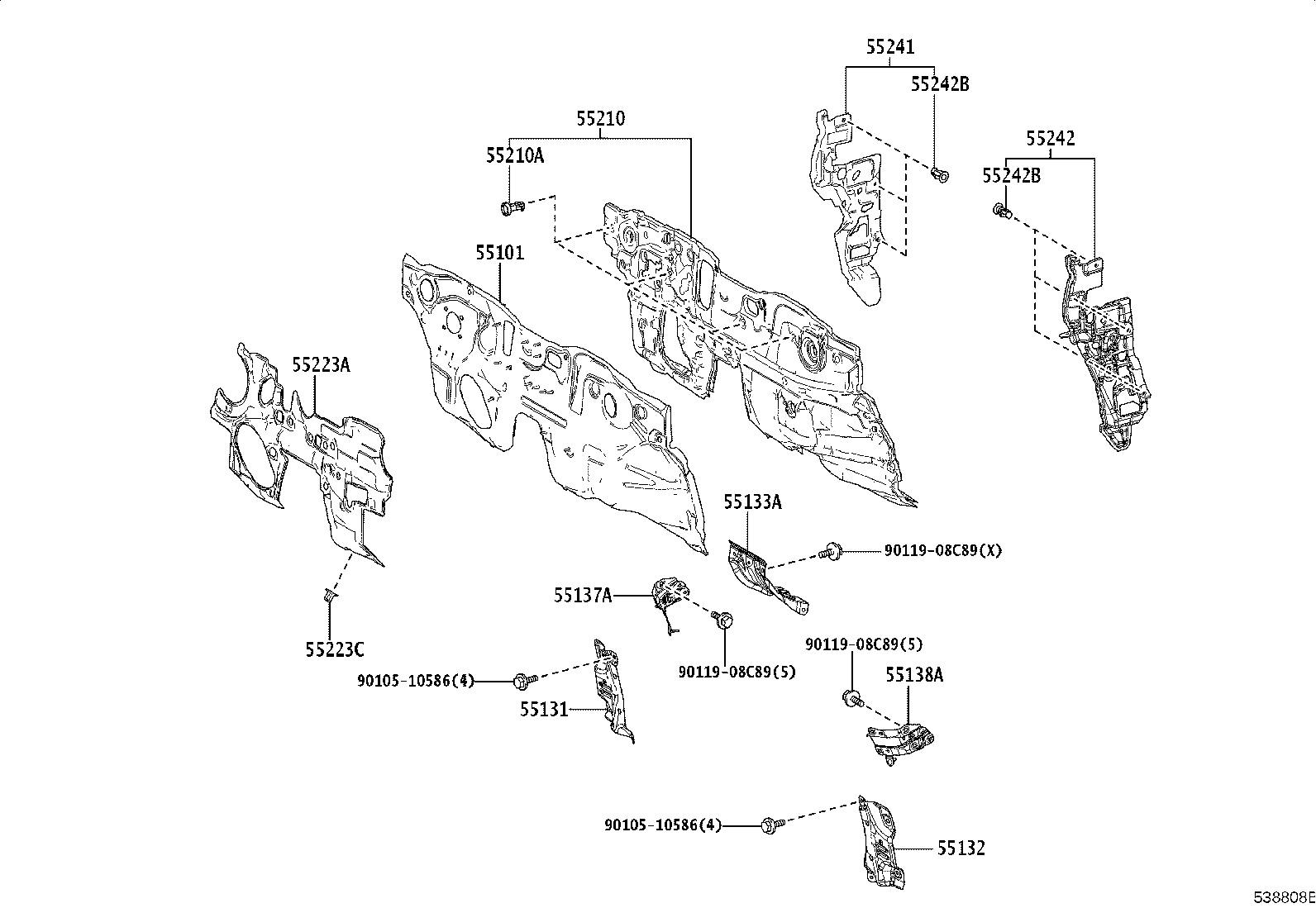 51025-76010 BRACKET SUB-ASSY, FRAME NO.3 CROSS MEMBER, RH product image