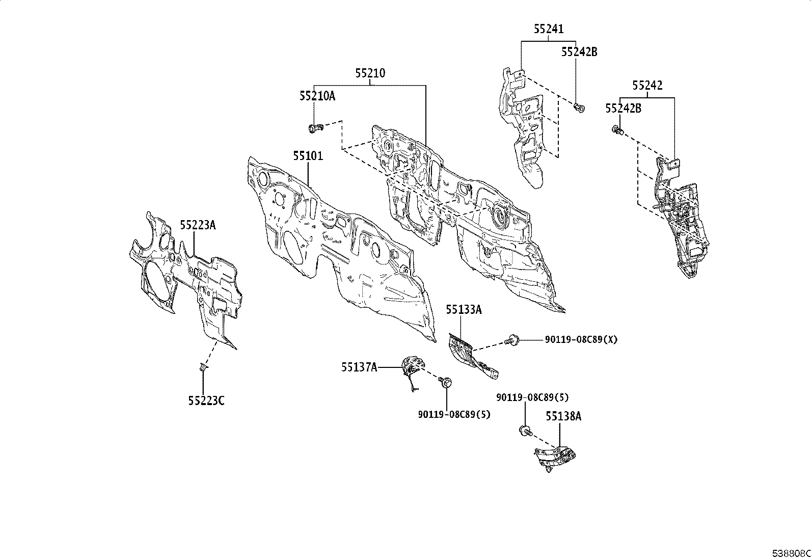 51025-76010 BRACKET SUB-ASSY, FRAME NO.3 CROSS MEMBER, RH product image