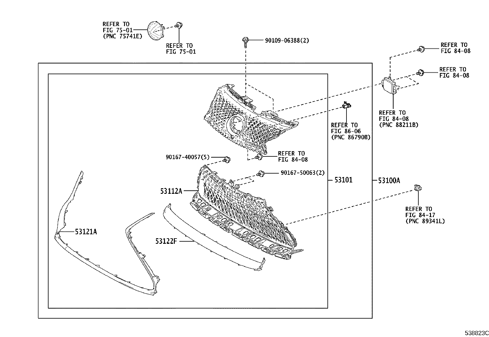 53100-11110 GRILLE ASSY, RADIATOR product image