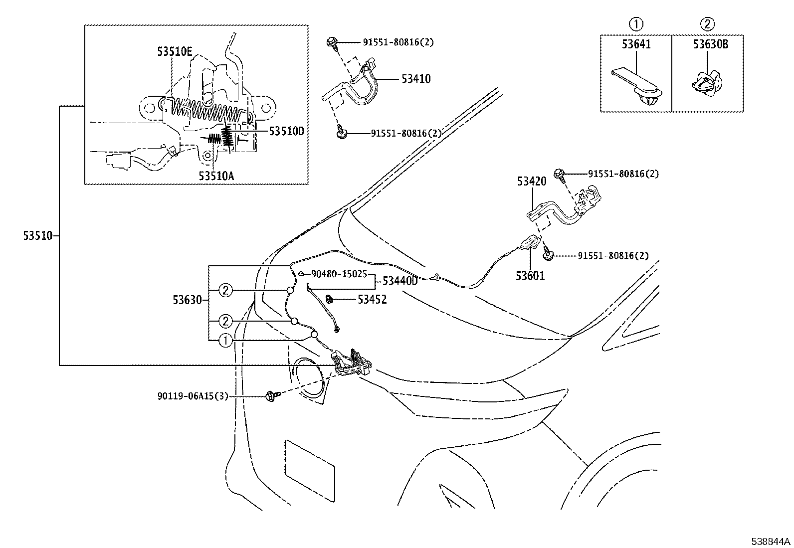 53630-V2010 CABLE ASSY, HOOD LOCK CONTROL product image