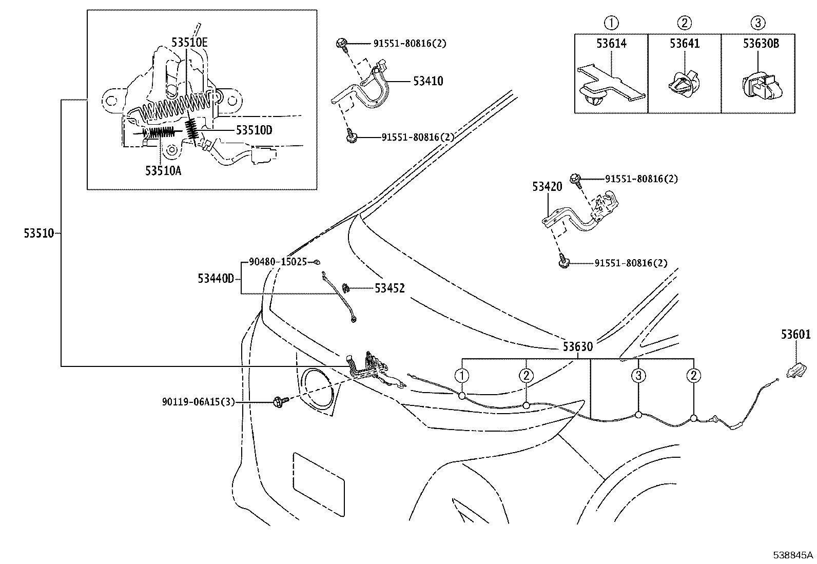 53630-V2010 CABLE ASSY, HOOD LOCK CONTROL product image