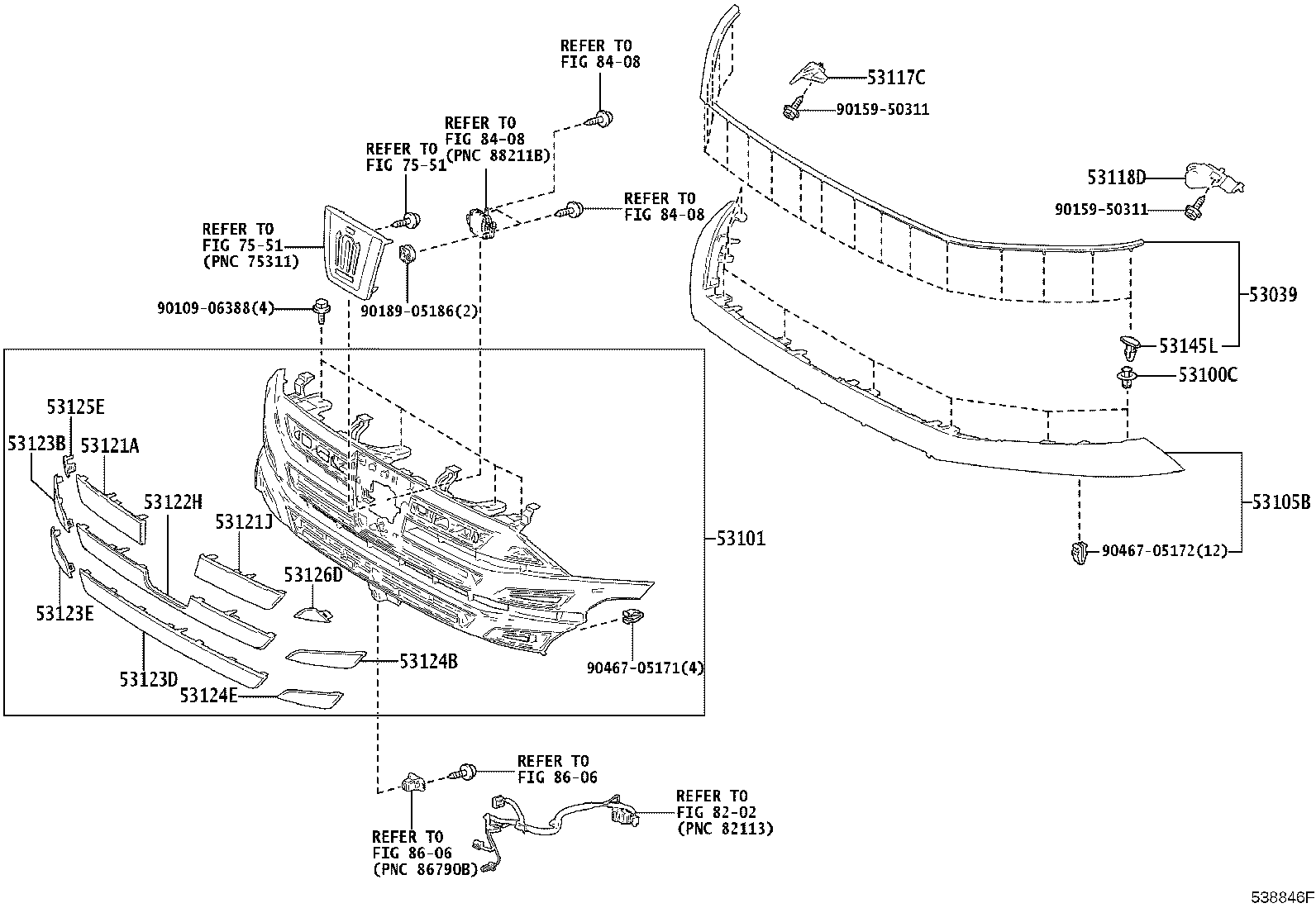 53223-V2010 BRACKET, RADIATOR GRILLE MOUNTING product image