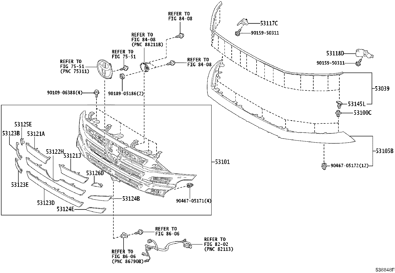 53223-V2010 BRACKET, RADIATOR GRILLE MOUNTING product image