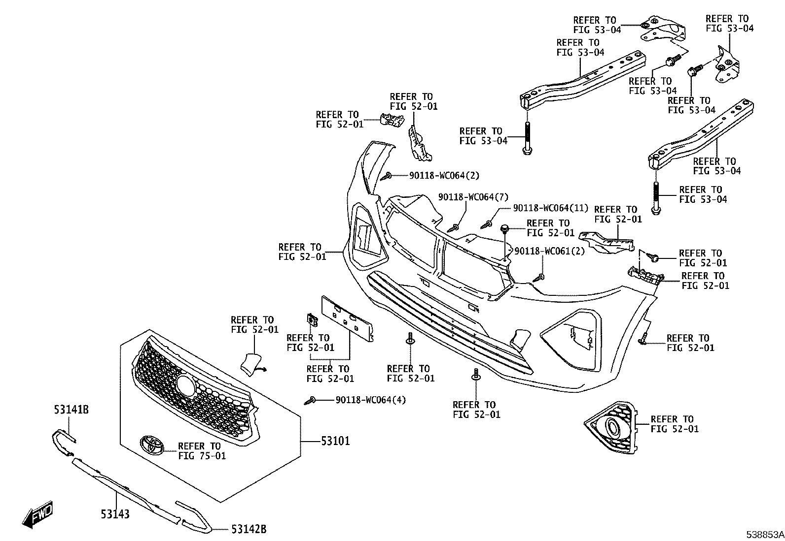 53124-WC004 RADIATOR GRILLE GARNISH, NO.2 product image