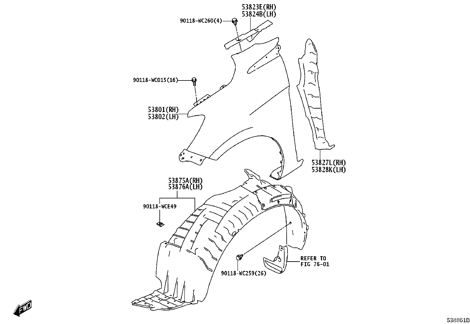 52826-WC002 PROTECTOR, FRONT SIDE PANEL, NO.2 LH product image