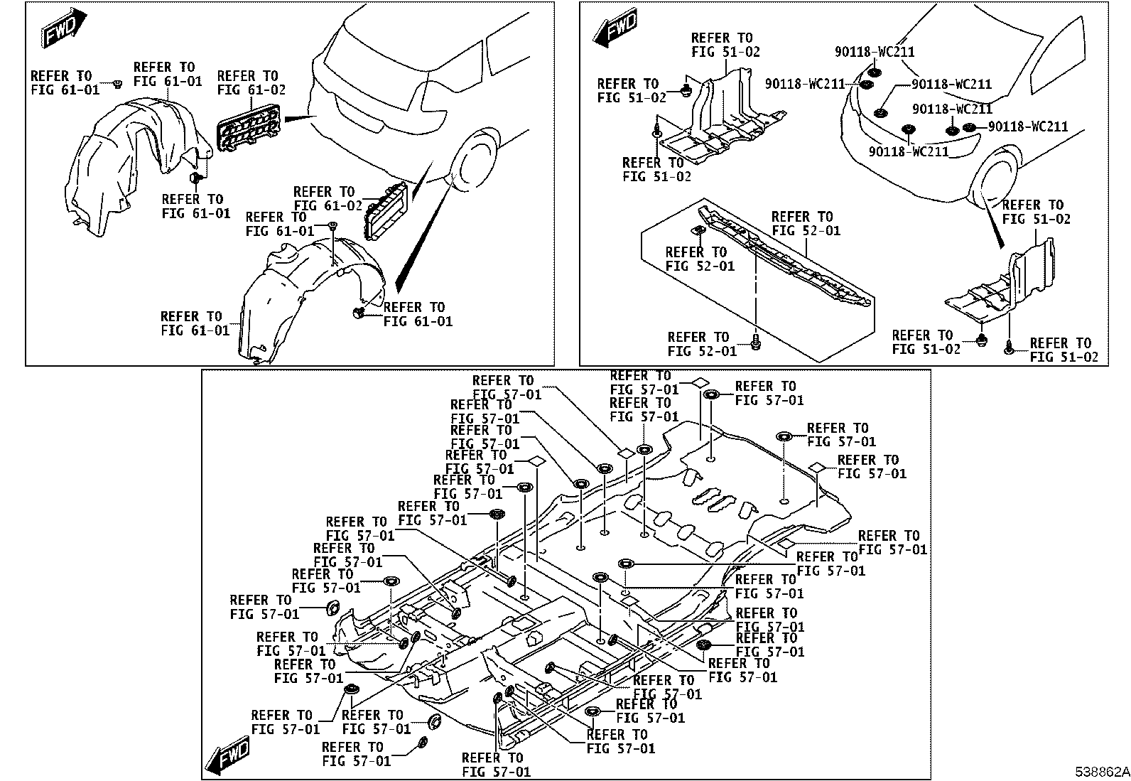 52826-WC002 PROTECTOR, FRONT SIDE PANEL, NO.2 LH product image