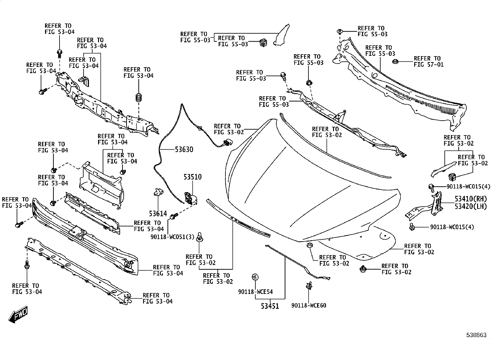 53630-WC004 CABLE ASSY, HOOD LOCK CONTROL product image