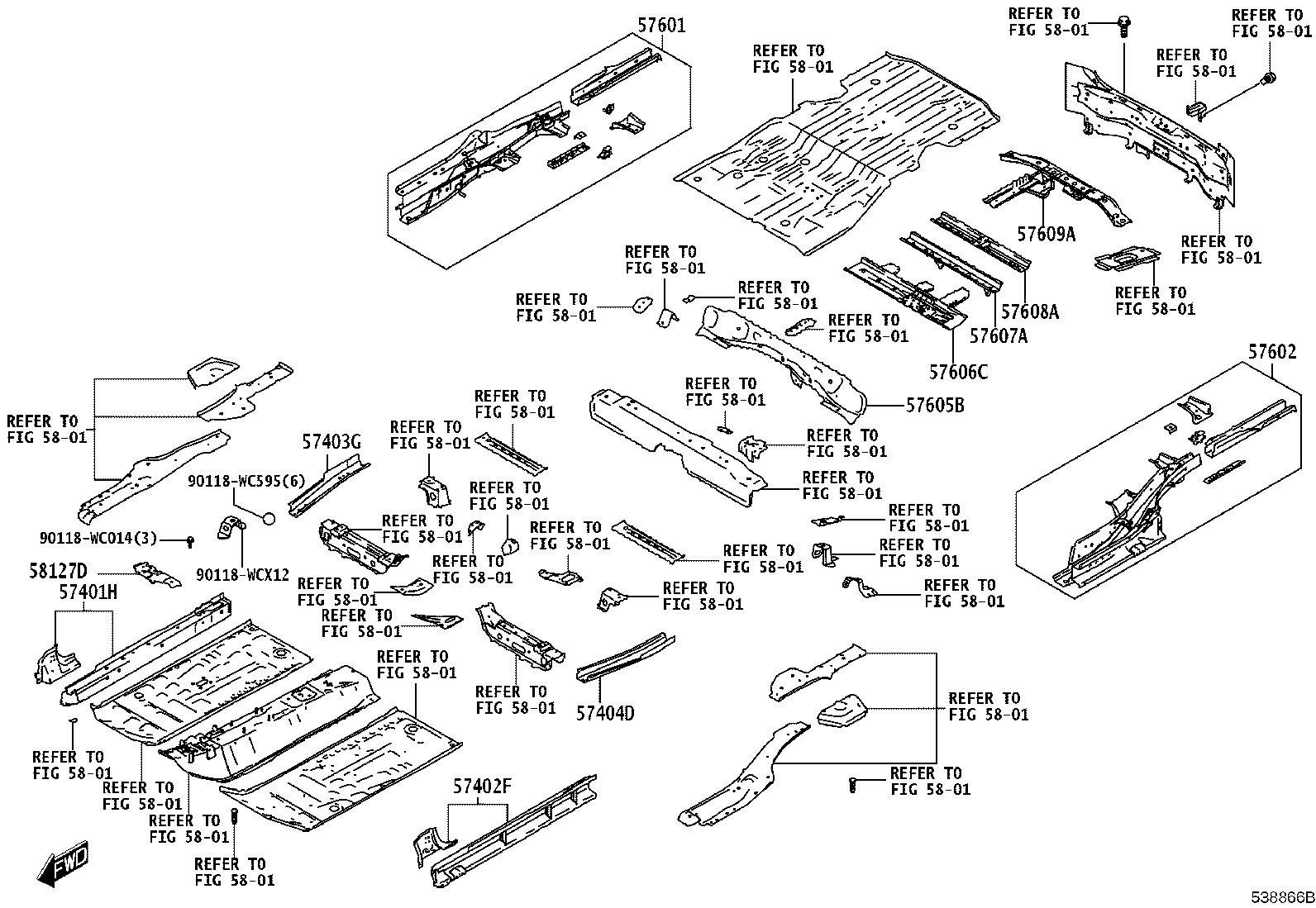 57101-WC015 MEMBER SUB-ASSY, FRONT SIDE, INNER RH product image