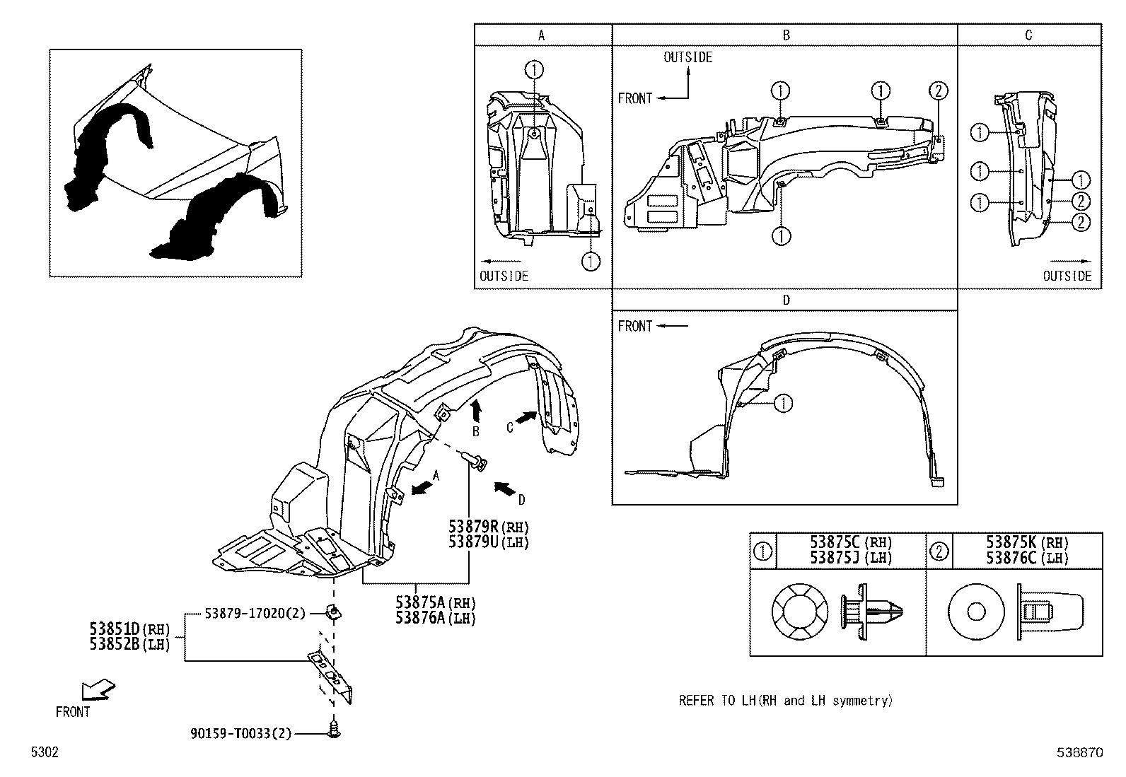 53805-BZ120 LINER, FRONT FENDER, RH product image