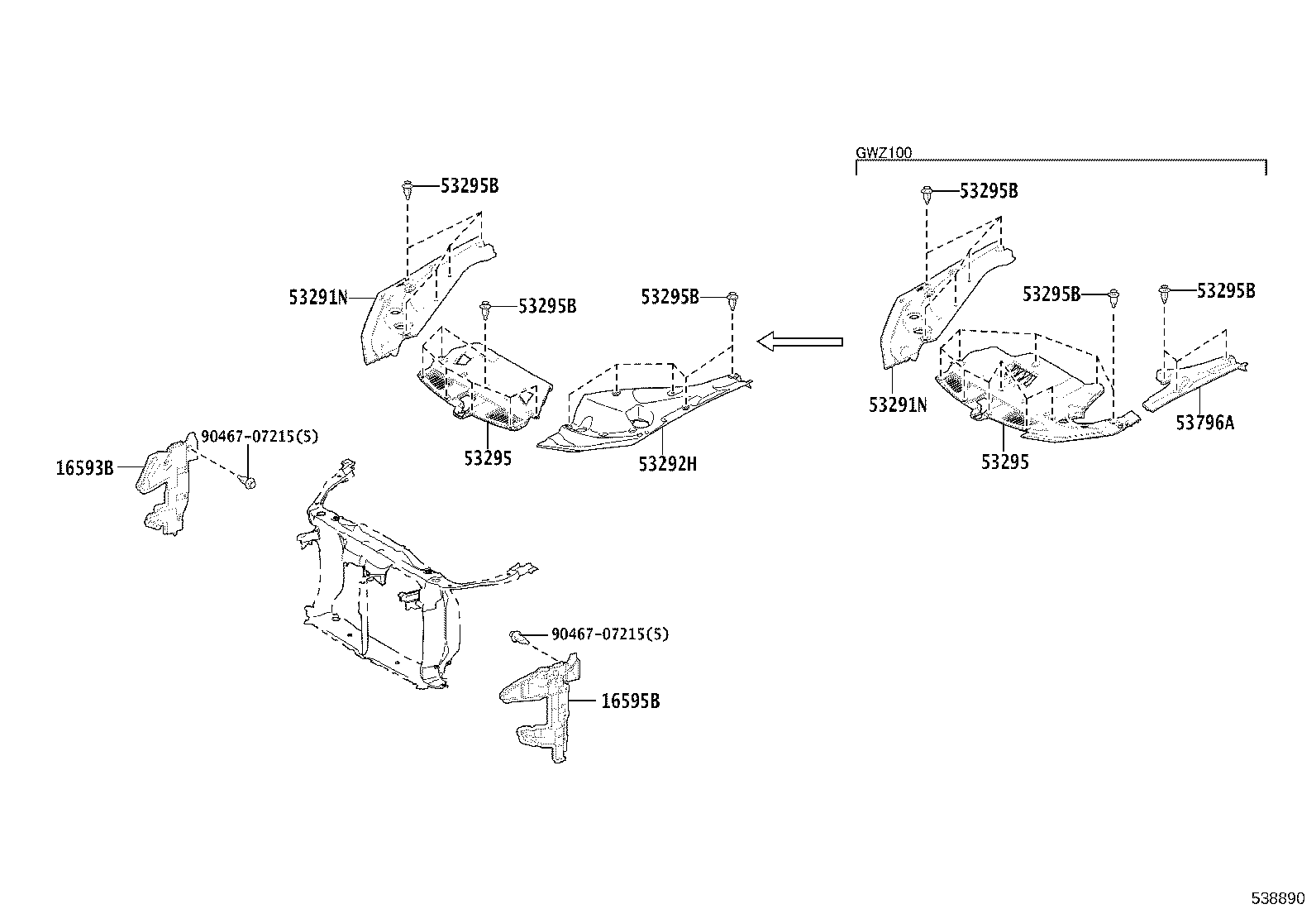 53701-11010 APRON SUB-ASSY, FRONT FENDER, RH product image