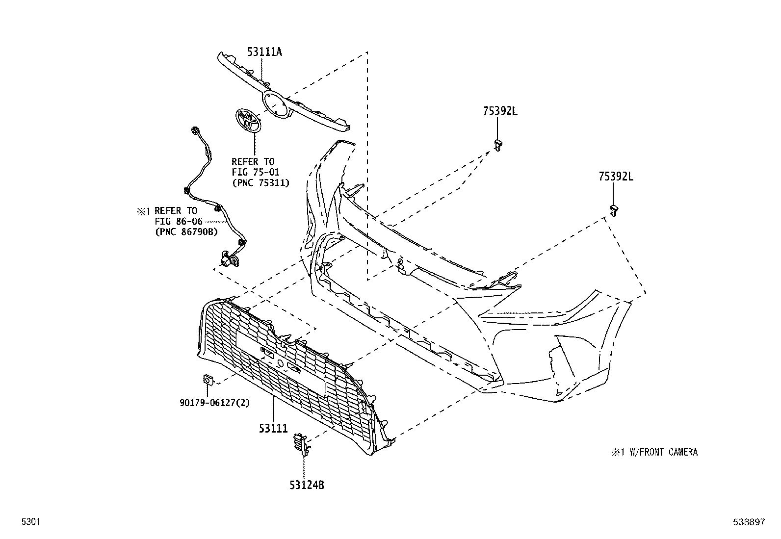 53112-BZ301 GRILLE, RADIATOR product image
