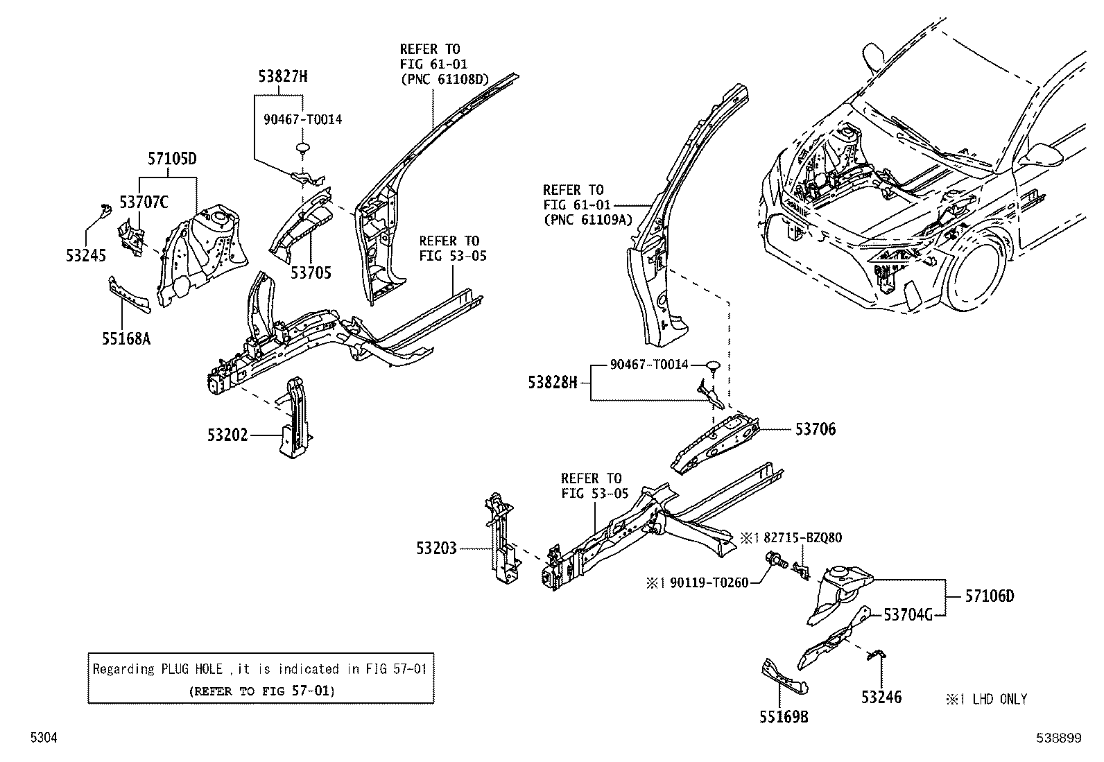 53217-BZ030 BRACE, HOOD LOCK SUPPORT product image