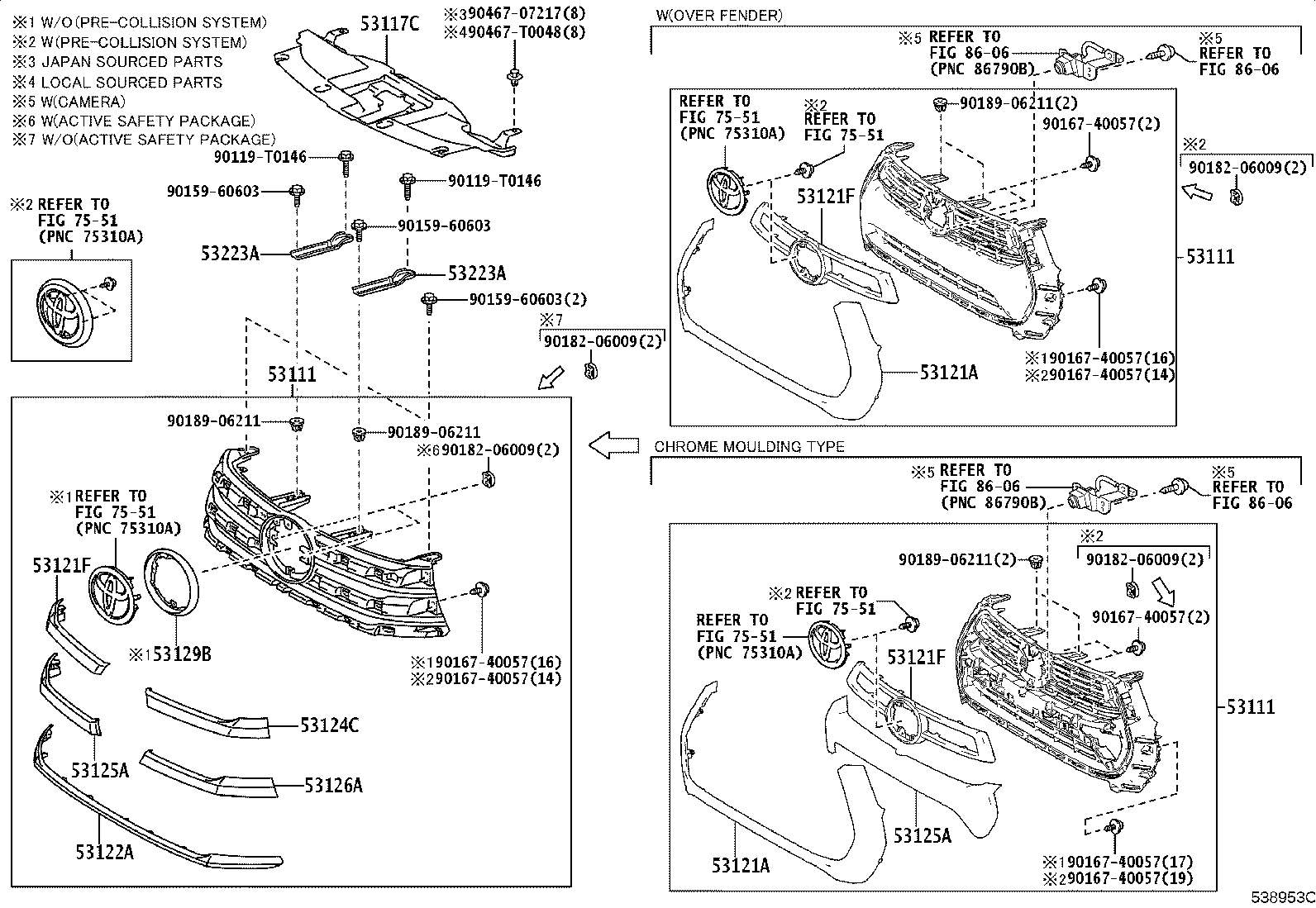 Toyota 53111-YP210 GRILLE, RADIATOR