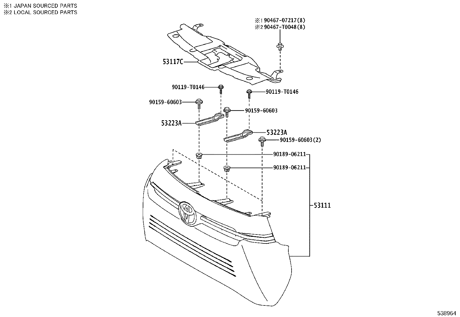 53111-YP240 GRILLE, RADIATOR product image