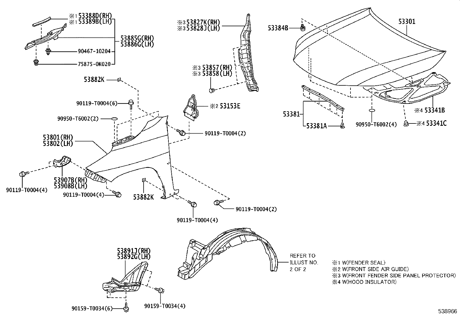 53852-0K201 PAD, FRONT WHEEL OPENING EXTENSION, LH product image