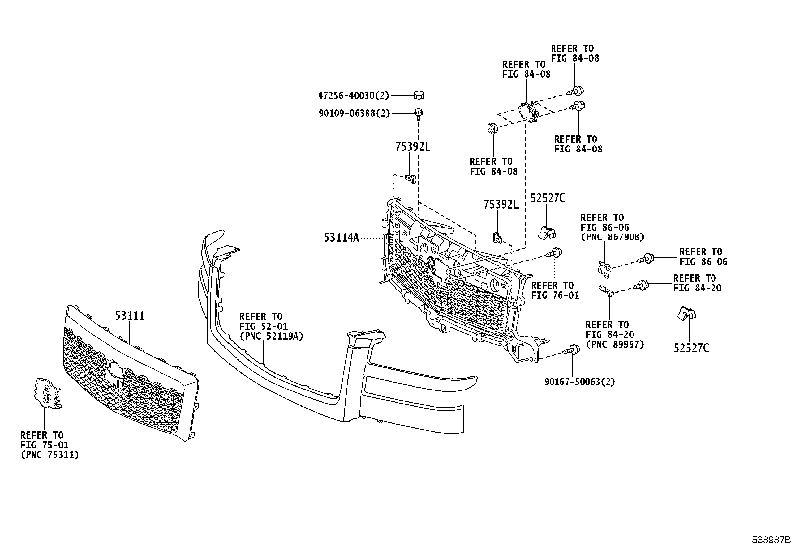 53111-40060 GRILLE, RADIATOR product image