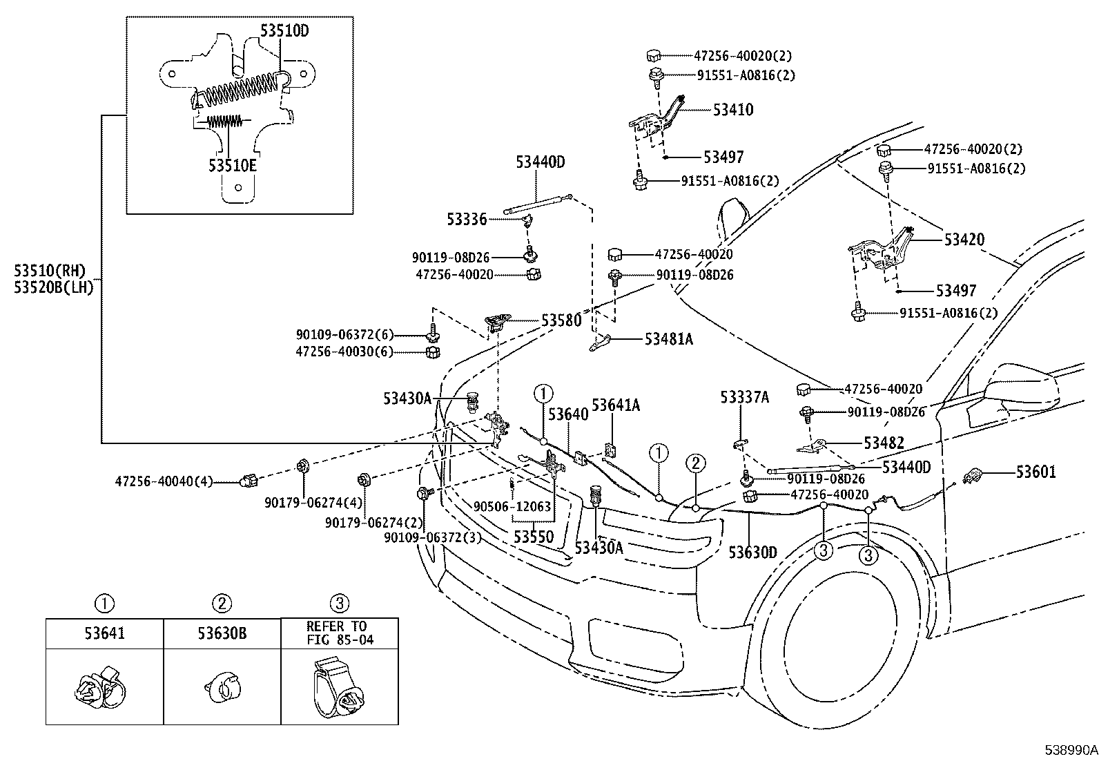 53590-40010 SPRING, TENSION(FOR HOOD SUPPORT) product image