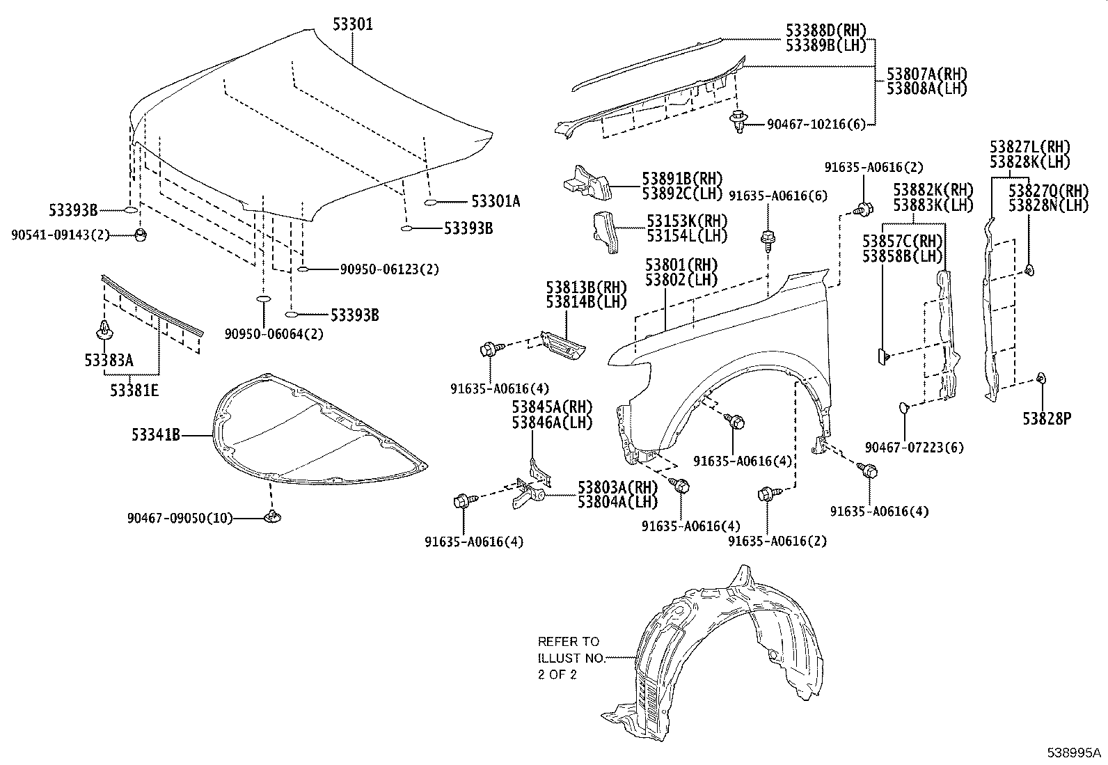 53828-40030 PROTECTOR, FRONT FENDER SIDE PANEL, LH product image