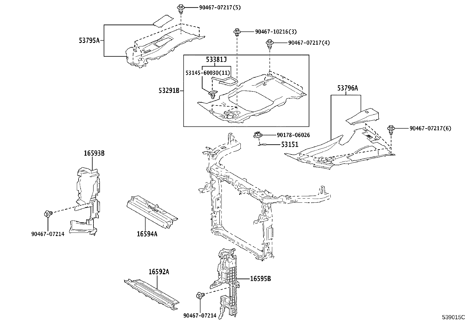 58489-40010 BRACKET, RADIATOR COVER SUPPORT product image