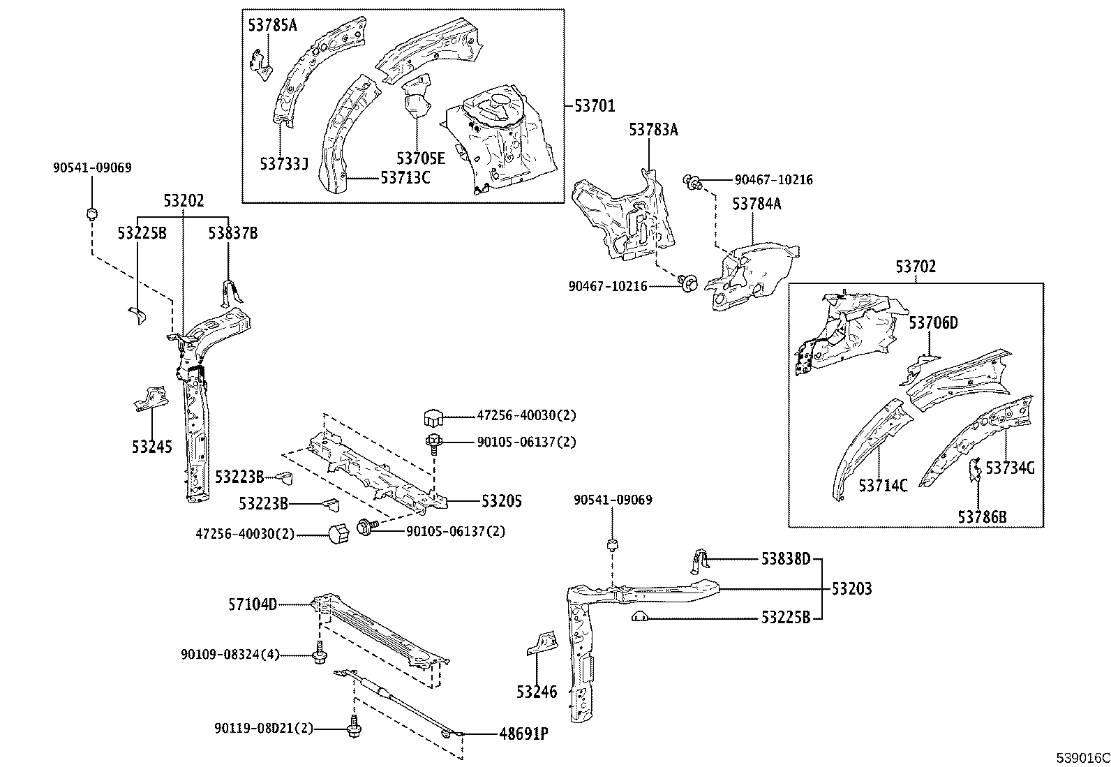 53701-0W010 APRON SUB-ASSY, FRONT FENDER, RH product image
