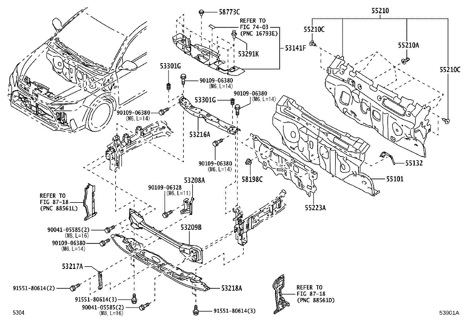 53217-BZ030 BRACE, HOOD LOCK SUPPORT product image