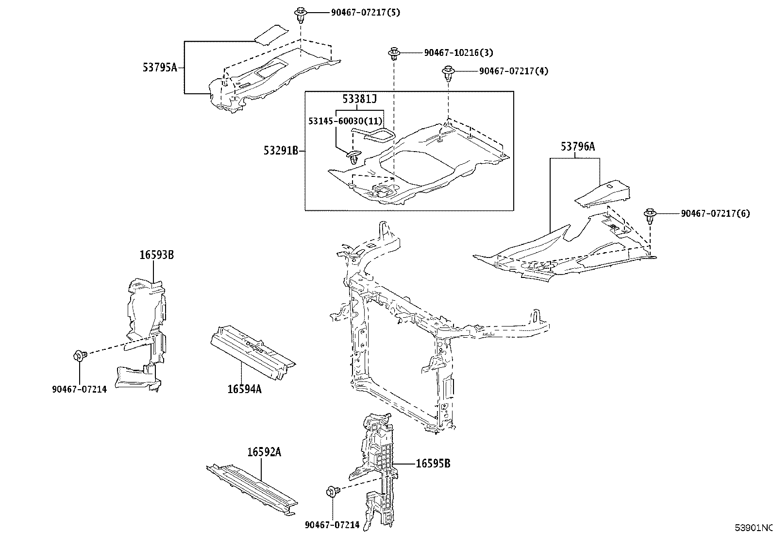 53701-0W010 APRON SUB-ASSY, FRONT FENDER, RH product image