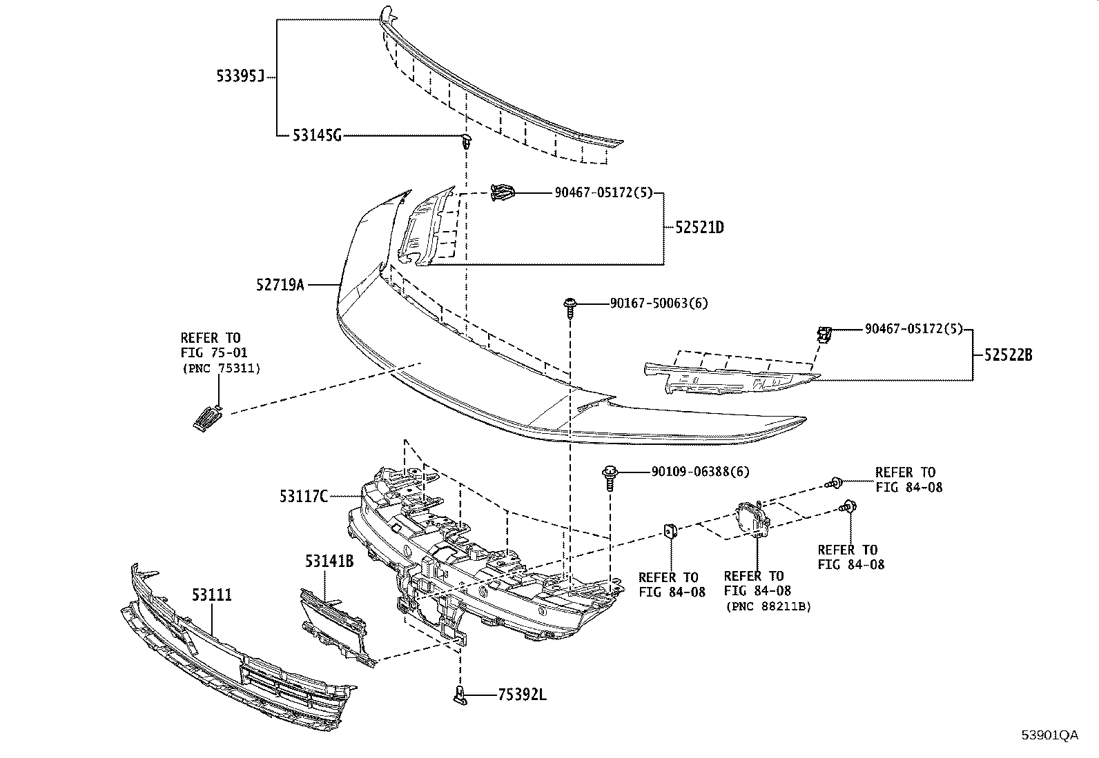 53141-30590 GARNISH, RADIATOR GRILLE, NO.1 product image